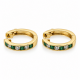 Pre Owned 14ct Emerald and Diamond Hoop Earrings ZC46